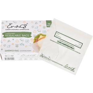 100% Compostable Food Storage Bags [Sandwich 150 Pack] Eco-Friendly Freezer Bags, Resealable Bags, Heavy-Duty, Reusable, by Earth's Natural Alternative, off white
