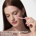 2 x Dermaplane Razor for Women Face, Stainless Steel Handle with 6 Replaceable Blades, Huauoo Face Razors for Women, Peach Fuzz Remover, Eyebrow Trimmer, Dermaplaning Tool for Face Exfoliation (Pink)