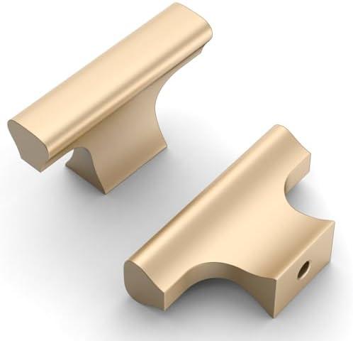 Asidrama 10 Pack Champagne Copper Kitchen Cabinet Knobs Dresser Knobs Drawer Knobs Single Hole Cabinet T Bar Pull Handles for Kitchen Wardrobe Cupboard