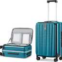 Hanke 24 Inch Checked Luggage PC Hard Case Luggage Top Opening Aluminum Frame Tsa Luggage Suitcases with Wheels for Travel Woman Men, Caribbean Blue.