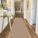 7ft Natural Jute Hallway Runner Rug Non Slip Washable, Rubber Backed Long Khaki Indoor Entryway Runner, Absorbent Kitchen Carpet Sink Rug