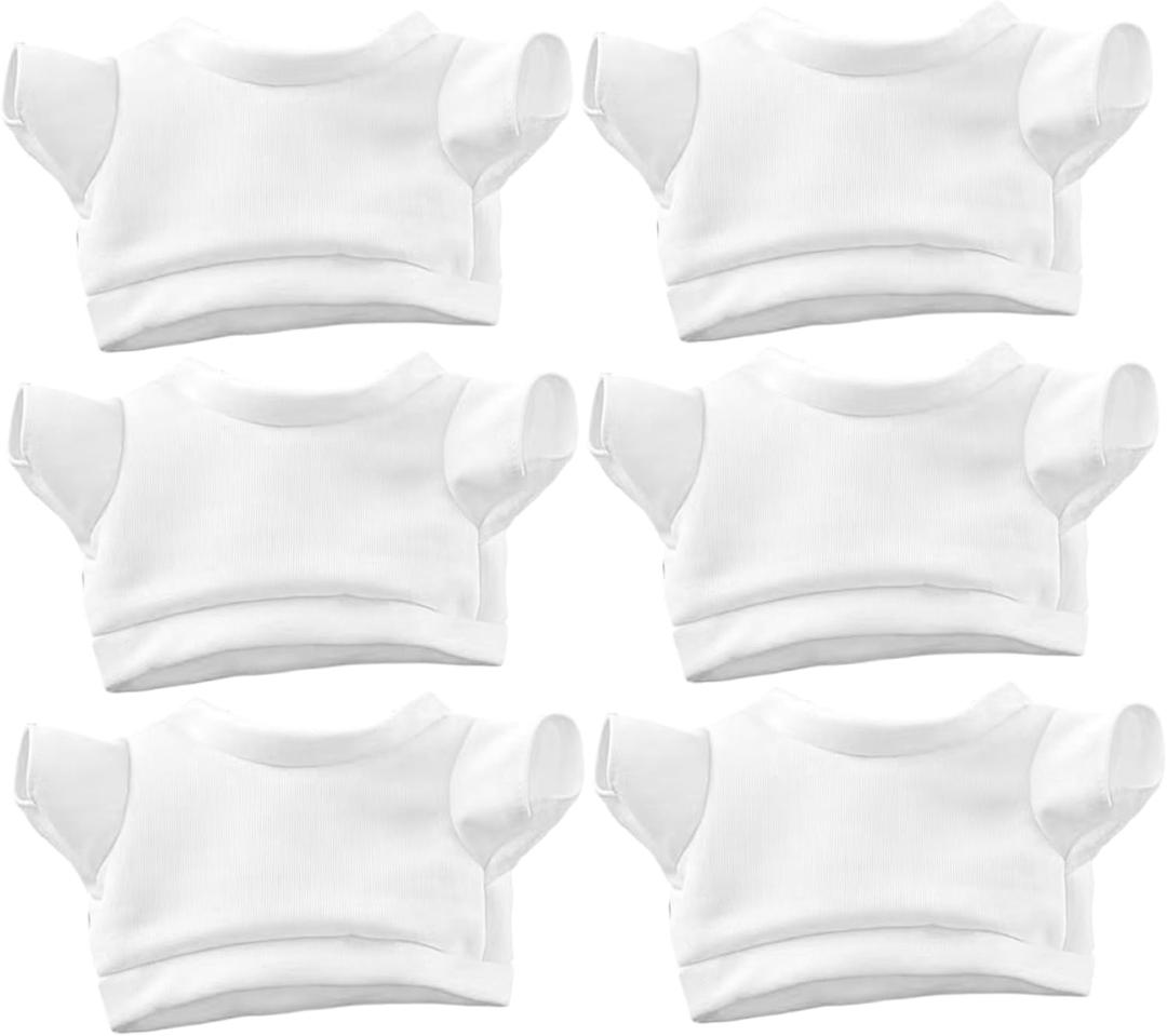 Teddy Bear Clothes, 6Pcs Cute Teddy Bear Shirt, Basic Blank Build a Bear Clothes, Fit 12 Inch Stuffed Bear, Plush Stuffed Animal Clothes for DIY Unique Bear Toy, Build a Bear Clothes