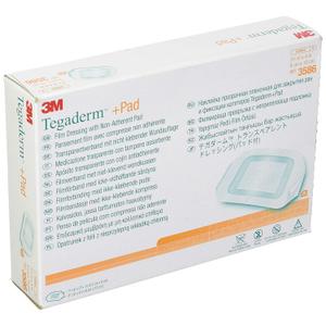 3M Tegaderm +Pad Film Dressing with Non-Adherent Pad, Sterile Dressing With Waerproof Bacterial Barrier and Absorbent Pad, 3.5" x 4", Box of 25