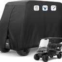 FLYMEI Golf Cart Cover Waterproof, 420D Fabric Universal Fits for Most Brand 2/2+2/4/4+2 Passengers Yamaha, Honda, Club Car, EZGO Golf Cart