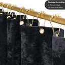 TAMGHO Extra Long Shower Curtain 84 inch Height, Crushed Velvet Tall Bathroom Curtain Set with 12 Gold Hooks, Luxury Thick Fabric, Machine Washable 72W x 84H, Black