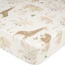 Crane Baby Safari Nursery Decor Crib Sheet, 100% Cotton Fitted Sheet for Standard Mattress 28in X 52in, Breathable Toddler Bed Sheet for Boys and Girls