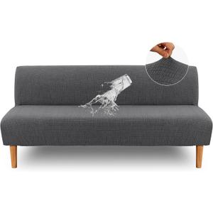 H.VERSAILTEX 100% Waterproof Futon Cover, Dual Waterproof Couch Cover for Futon, Stretch Jacquard Sofa Cover, Leakproof Furniture Protector for KidsCharcoal Gray