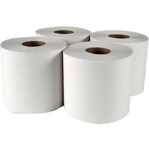Plexon Center-Pull Paper Towels, Perforated, 1-Ply, 3" Core, 8" x 15", White, 250 Sheets/Roll, 4 Rolls/Carton