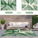 GENIMO Outdoor Rug 6' x 9' Waterproof for Patios Clearance, Reversible Outdoor Plastic Straw Camping Rug Carpet, Large Area Rugs Mats for RV, Picnic, Backyard, Deck, Balcony, Porch, Dark Green&White