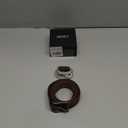 NPET Mens Leather Belt Full Grain Vintage Distressed Style Snap on Strap 1 1/2" Wide with Buckle (34 for 32" waist, Coffee With Black Brass Buckle)