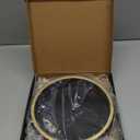 HGF Round Tray for Kitchen Countertop Decor, 10 Inch Lightweight Metal Iron Trays for Napkin Holder Condiment Spice Organizer, Decorative Tray for Coffee Table Dinner Table Decor, Black Brushed Gold