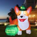 6FT St. Patrick's Day Inflatables Corgi Yard Decoration, Blow Up Dog with Gold Coin Outdoor Decoration with Bright LED Lights for Holiday Party Garden Lawn Decor