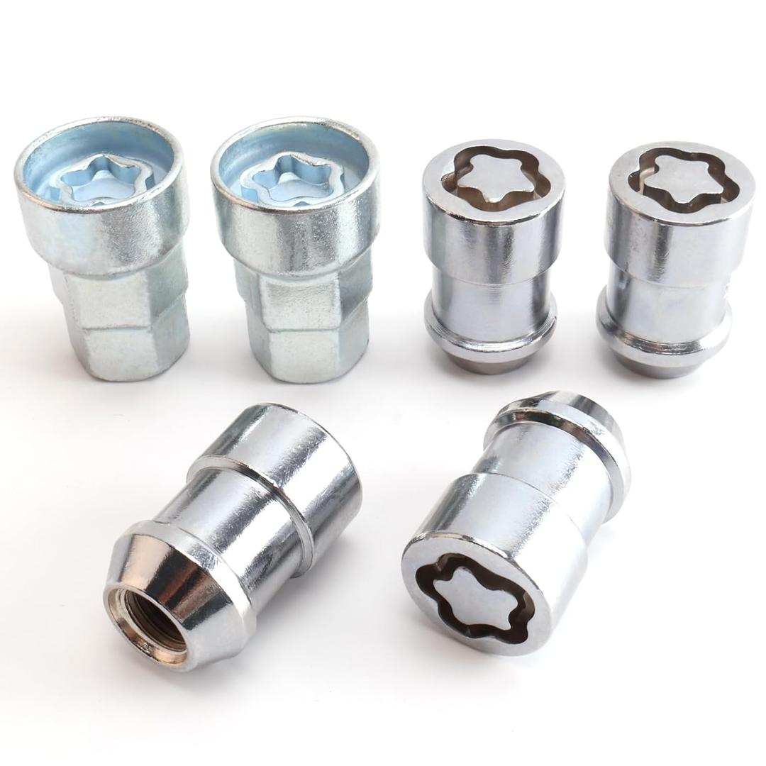 M14 x 1.5 Wheel Locks(1.42In Length), Fit for Silverado 1500 2000-2023, Sierra 1500 2000-2023, Tahoe 2001-2024, Chrysler 300 2005-2023, Jeep Wrangler 2018-2024 - 4 Locks / 2 Key