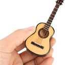 Miniature Guitar, 3.9in Wooden Tiny Guitar Decorative Model for Mini Music Ornament Display Dollhouse Accessories Model Home Decoration