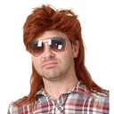 Kaneles Orange Mullet Wigs for Men 80s Costumes 70s Rocker Fancy Party Accessory Cosplay Halloween Wig (Orange)