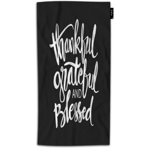 Thankful Grateful and Blessed Hand Towel Romantic Quote On Black Soft Bathroom Towels Face Washcloths Hand Towels for Sport Gym Travel SPA 30Lx15W Inch