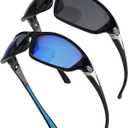 Sport Bifocal Reading Sunglasses for Men, Wrap Around Sunglasses with Bifocals, UV400 Sunglass Readers for Men (Blue/Black)