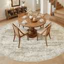 Soalmost 9x9 Brown Round Rug 9ft Living Room Circle Rug Vintage Round Area Rug Non Slip Indoor Carpet for Apartment