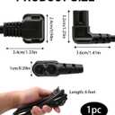 6 Feet TV Power Cord Compatible with Samsung TV, 90 Degree Angle 18AWG 2 Prong to L Shape C7 Power Cord Charger Cable for LG/TCL Samsung 24" 32" 40" 43" 48" 49" 50" 55" 60" 65" 75" UN40 UN43 UN48