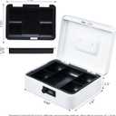 KYODOLED Large Cash Box with Combination Lock,Safe Metal Box for Money, Storage Lock Box with Money Tray,9.84"x 7.87"x 3.54" White Large