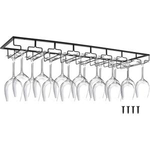 8-Row Wine Glass Holder Under Cabinet, Large Capacity Iron Hanger