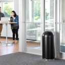 Safco Open Top Dome Trash Can, 15 Gallon Stainless Steel Garbage Can for Indoor Use, Hands Free, Black