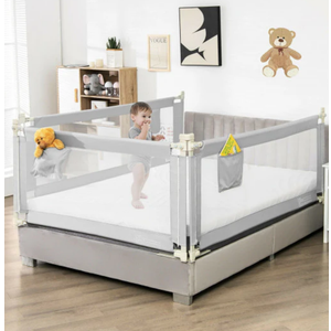 69.5 Inches Toddler Bedrail with Anti-Collision Cotton and Side Pocket-Gray 69.5 Inches Toddler Bedrail with Anti-Collision Cotton and Side Pocket-Gray
