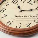 ZELVON amusediy 16-Inch Wood Wall Clock with Large Numbers, Retro Round Brown Clock Wall, Silent Non-Ticking for Living Room, Kitchen Wall Clocks
