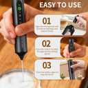 CIRCLE JOY Rechargeable Handheld Milk Frother Wand with Stand, 3 Variable Speeds, 3 Whisks and Storage Box, Electric Drink Mixer for Latte, Cappuccino, Hot Chocolate, Eggs and Protein Powder, Black