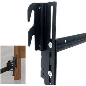 4pcs 711 Bolt-On to Hook-On Bed Frame Conversion Brackets for Headboard or Footboard, Bed Hook Adapter kit with Hardware, Hook on Bed Rails Brackets(Black)