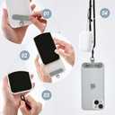 3 x 2 Pack Universal Phone Tether Tab Set, Phone Strap Replacement Part w/Anti-Slip Transparent TPU & Grey Nylon Material, Cell Phone Patch Compatible with Most Lanyards, Wrist Straps, and Cases