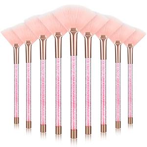 9 Pieces Facial Fan Mask Brushes, Soft Facial Applicator Brushes Tools for Peel Glycolic Makeup for Mud Cream(Pink)