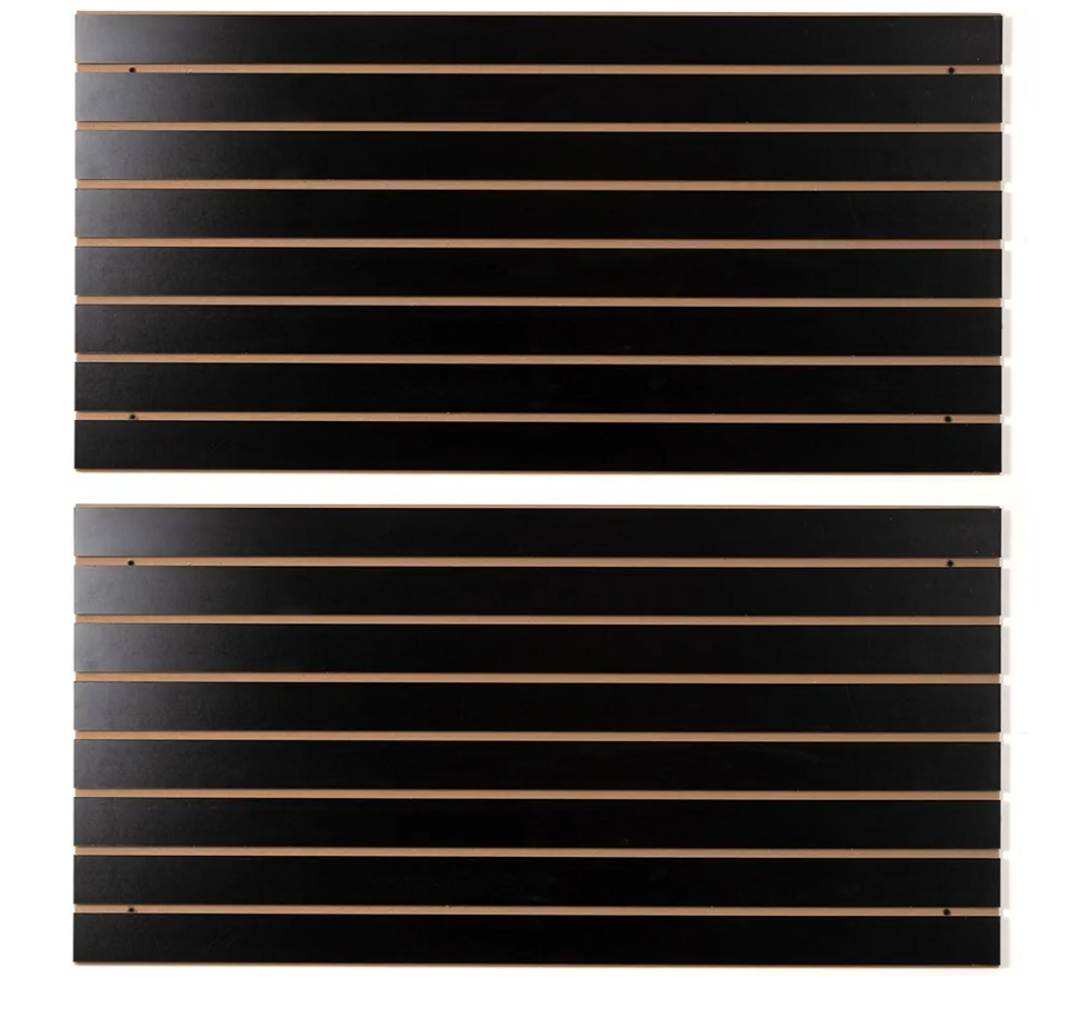 Slat Wall Paneling for Retail Display 2 Pack 4'x2', Black MDF Slatwall Panel for Garage Organizer Shiplap Wall Paneling,Slat Board Garage Slatted Storage Systems, Easy Install