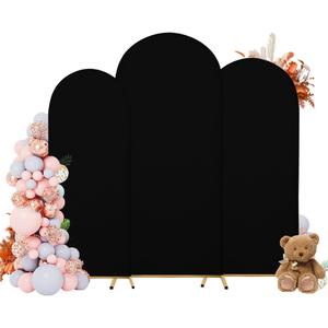 Arch Covers,Arch Backdrop Stand Fitted Cover for Wedding Birthday Party Ceremony Banquet Decoration(7.2FT&6.6FT&6FT,Black,Cover Only)