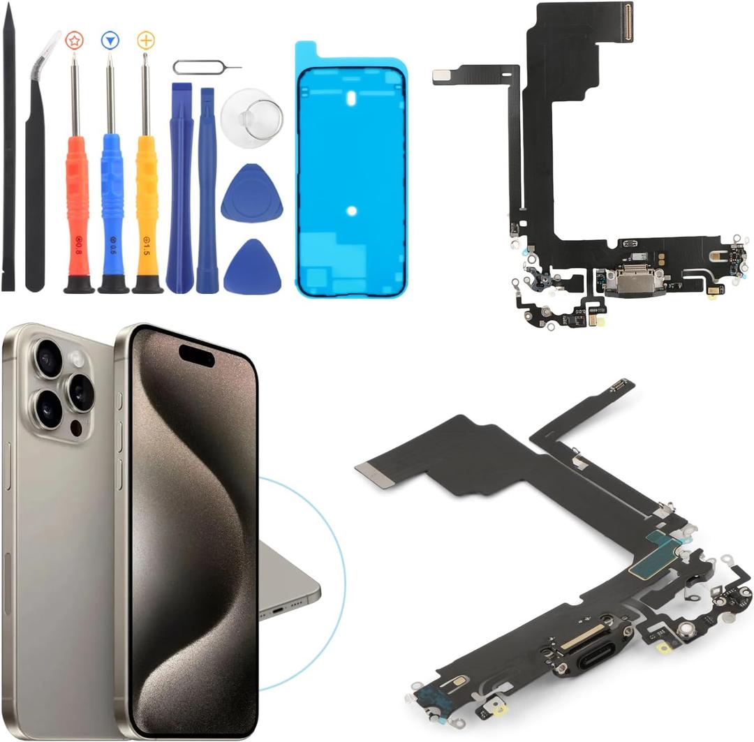 Replacement for iPhone 15 Pro MAX Charging Port Dock Connector for iPhone 15 Pro MAX Charging Port Replacement USB Charger Board Flex Cable Assembly Accessories with Repair Tools