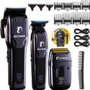 BESTBOMG Hair Clippers for Men, Professional Hair Clippers, Beard Trimmer& Rechargeable Shaver Set, Metal T-Blade, LED Display, Barber Hair Cutting Kit for Men Grooming & Gifts, BS-808C (Blue)