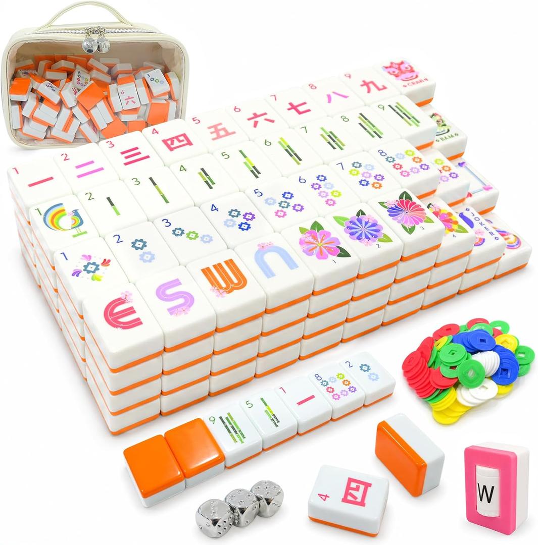 American Mahjong Set, 160 Orange Melamine Tiles (1.2)