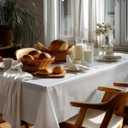 Pureegg Plastic Table Cloth Disposable 12 Pack, 54 x 108 Inch Table Cloths, Party, Picnic, Wedding, Decorative Tablecloths, Rectangle, White Plastic Cover, Leakproof & Sturdy, White