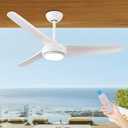 oneup 52 inch Outdoor Ceiling Fans with Lights and remote for Bedroom Patio Living Room,Indoor/Outdoor Use（WHITE）