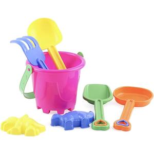Beach Bucket Toy Set, 2 Bucket, 2 Shovels, 1 Rake, 5 Sand Molds, 2 Psc