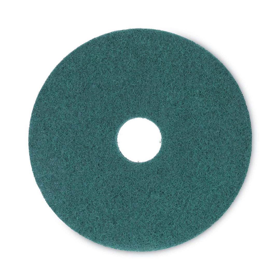 Boardwalk Heavy-Duty Scrubbing Floor Pads, 16" Diameter, Green, 5/Carton