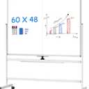 Maxtek 60 x 48 Double Sided Rolling Whiteboard, Mobile Whiteboard Magnetic White Board - Large Reversible Dry Erase Board Easel Standing Board on Wheels with Stand (60 x 48)