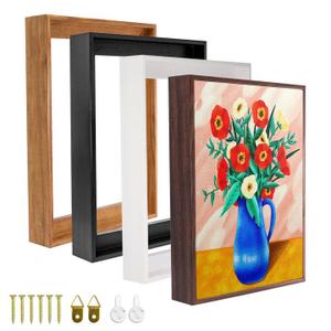 Canvas Floating Frame Wood-Look Floater Frames for Canvas Paintings White Wood Picture Frames Wall Art Painting Frame Decor 16x16inch, Light Brown
