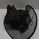 Vintage Style Black Mesh Top Hat with Beaded Neck Strap, Wide Brim Costume Accessory, Gothic Victorian Design