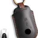 for Mercedes Key fob Cover. Compatible with Mercedes Benz C E S-Class, SL, CLE GLS EQE, EQS, GLC 3 Button Smart Leather Car Key Protector Case Shell Chain Accessories/ Black