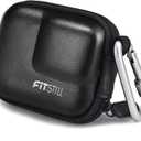FiTSTILL Black PU Mini Carrying Case for Go Pro Hero 13 Black,Hard Shell Travel Storage Case for Hero 12/11/10/9/8/7/(2018)/6/5 DJI Osmo Action,AKASO,Campark,YI Action Camera and More