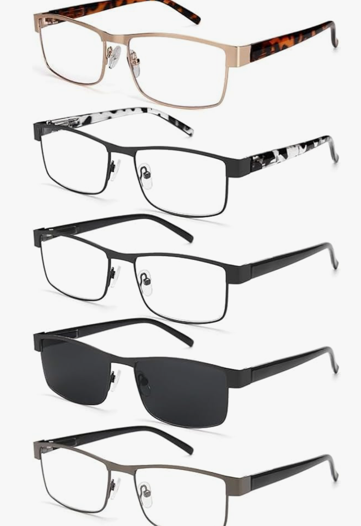 BLS Businessman Rectangular Reading Glasses - Professional Durable Readers - Blue-Light Blocking Lenses, +2.25