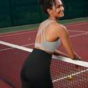 SONGSKY Sports Bras for Women, Medium-High Support Strappy Padded Running Sports Bras with Removable Cups (Gray, M)