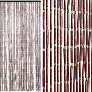 BECHAEO Handmade Bamboo Beaded Curtain for Doorway 65 Strands Hanging Door Beads Curtain for Hallway Window Closet Boho Rustic Hippie Home Store Decor, 35.5 x 75 Inches Coffee