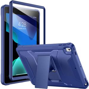 Soke Case for iPad 6th/5th Generation 9.7 Inch 2018/2017,with Built-in Screen Protector and Kickstand, Rugged Full-Body Heavy Duty Protective Cover for Apple iPad Air 2 /Pro 9.7 - Navy
